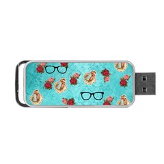 Vintage Glasses Blue Portable Usb Flash (two Sides) by snowwhitegirl