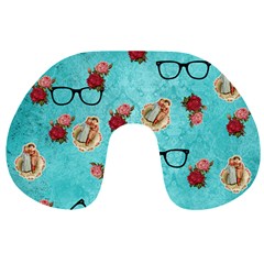 Vintage Glasses Blue Travel Neck Pillows by snowwhitegirl