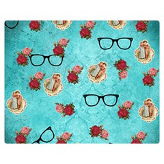 Vintage Glasses Blue Double Sided Flano Blanket (medium)  by snowwhitegirl