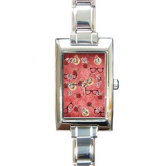 Vintage Glasses Rose Rectangle Italian Charm Watch