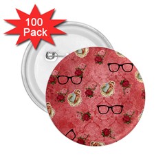 Vintage Glasses Rose 2 25  Buttons (100 Pack)  by snowwhitegirl