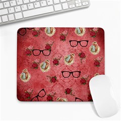 Vintage Glasses Rose Large Mousepads by snowwhitegirl