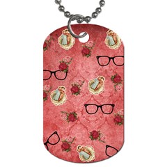 Vintage Glasses Rose Dog Tag (Two Sides)