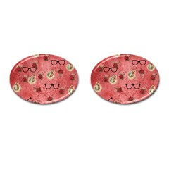 Vintage Glasses Rose Cufflinks (Oval)