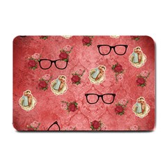 Vintage Glasses Rose Small Doormat  by snowwhitegirl