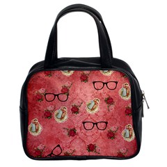 Vintage Glasses Rose Classic Handbags (2 Sides) by snowwhitegirl