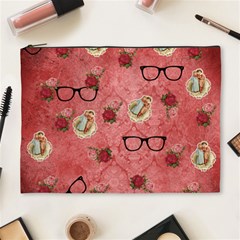 Vintage Glasses Rose Cosmetic Bag (XL)