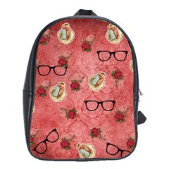 Vintage Glasses Rose School Bag (Large)