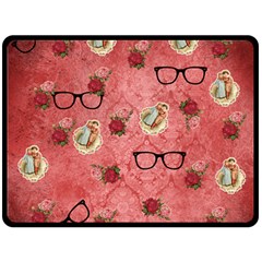 Vintage Glasses Rose Fleece Blanket (large)  by snowwhitegirl