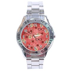 Vintage Glasses Rose Stainless Steel Analogue Watch