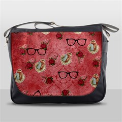 Vintage Glasses Rose Messenger Bags