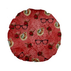 Vintage Glasses Rose Standard 15  Premium Round Cushions by snowwhitegirl