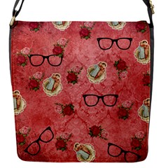 Vintage Glasses Rose Flap Messenger Bag (S)