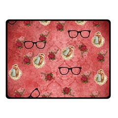 Vintage Glasses Rose Double Sided Fleece Blanket (small)  by snowwhitegirl