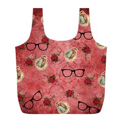 Vintage Glasses Rose Full Print Recycle Bags (L) 