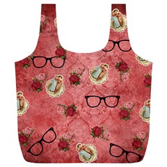 Vintage Glasses Rose Full Print Recycle Bags (L) 