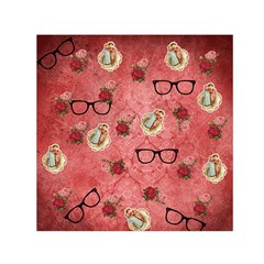 Vintage Glasses Rose Small Satin Scarf (Square)