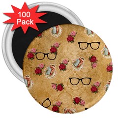 Vintage Glasses Beige 3  Magnets (100 Pack) by snowwhitegirl