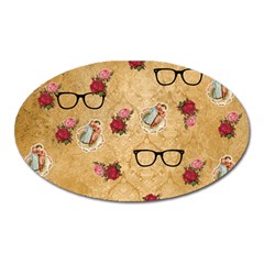 Vintage Glasses Beige Oval Magnet by snowwhitegirl