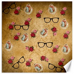 Vintage Glasses Beige Canvas 20  X 20   by snowwhitegirl