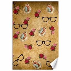 Vintage Glasses Beige Canvas 24  X 36  by snowwhitegirl