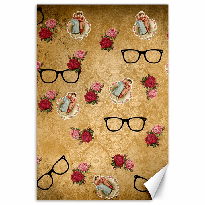 Vintage Glasses Beige Canvas 24  x 36 