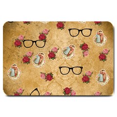 Vintage Glasses Beige Large Doormat  by snowwhitegirl