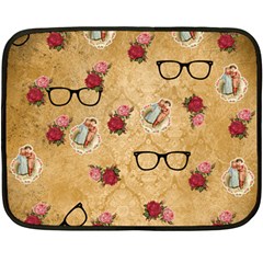 Vintage Glasses Beige Double Sided Fleece Blanket (mini)  by snowwhitegirl