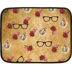 Vintage Glasses Beige Double Sided Fleece Blanket (Mini)  35 x27  Blanket Back