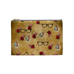 Vintage Glasses Beige Cosmetic Bag (medium)  by snowwhitegirl