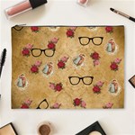 Vintage Glasses Beige Cosmetic Bag (XL) Front