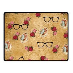 Vintage Glasses Beige Fleece Blanket (small) by snowwhitegirl