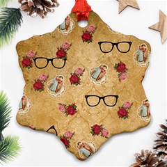 Vintage Glasses Beige Ornament (snowflake) by snowwhitegirl