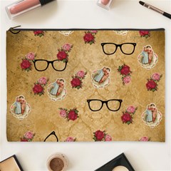 Vintage Glasses Beige Cosmetic Bag (xxxl)  by snowwhitegirl