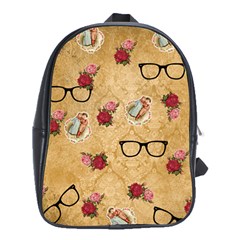 Vintage Glasses Beige School Bag (xl) by snowwhitegirl