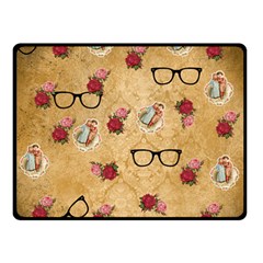 Vintage Glasses Beige Double Sided Fleece Blanket (small)  by snowwhitegirl