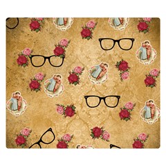 Vintage Glasses Beige Double Sided Flano Blanket (small)  by snowwhitegirl