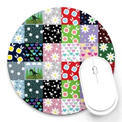 Dino Quilt Round Mousepads by snowwhitegirl