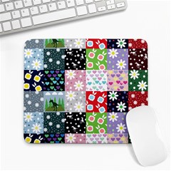 Dino Quilt Large Mousepads by snowwhitegirl