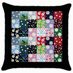 Dino Quilt Throw Pillow Case (black) by snowwhitegirl