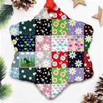 Dino Quilt Snowflake Ornament (Two Sides) Front