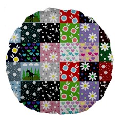 Dino Quilt Large 18  Premium Round Cushions by snowwhitegirl