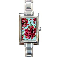 Roses Blue Rectangle Italian Charm Watch by snowwhitegirl