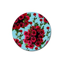 Roses Blue Rubber Round Coaster (4 Pack)  by snowwhitegirl