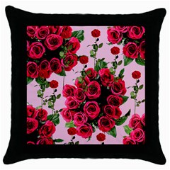 Roses Pink Throw Pillow Case (black) by snowwhitegirl