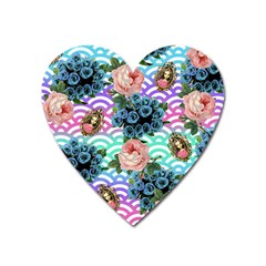 Floral Waves Heart Magnet by snowwhitegirl