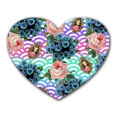 Floral Waves Heart Mousepads by snowwhitegirl