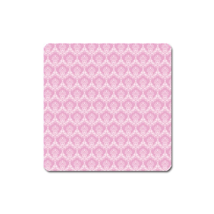 Damask Pink Square Magnet