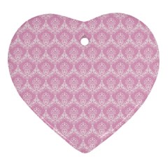 Damask Pink Heart Ornament (two Sides) by snowwhitegirl