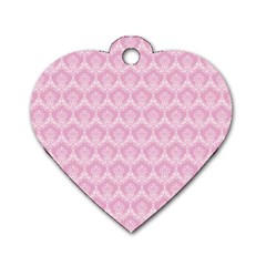 Damask Pink Dog Tag Heart (two Sides) by snowwhitegirl